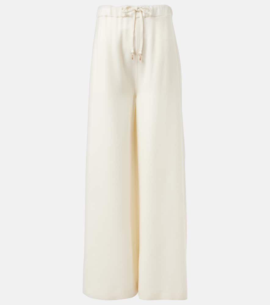 Gelos wool and silk jacquard palazzo pants