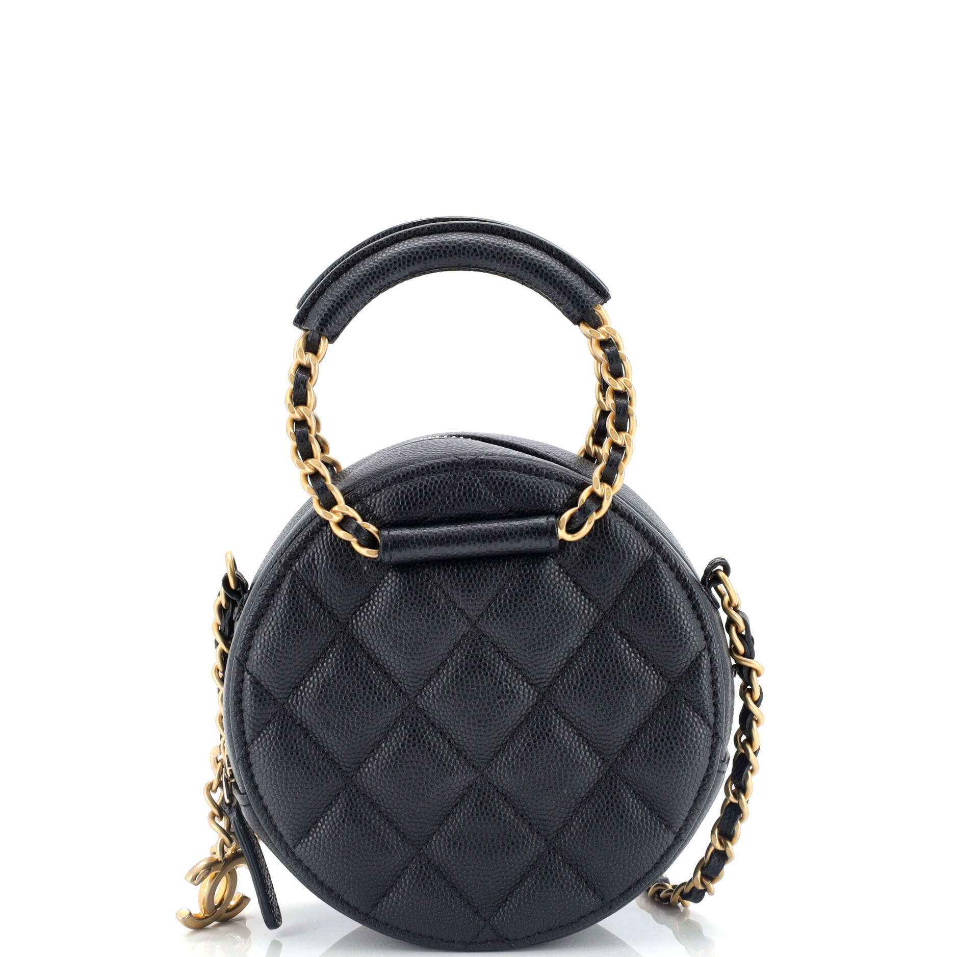 In The Loop Round Clutch with Chain Quilted Caviar Mini
