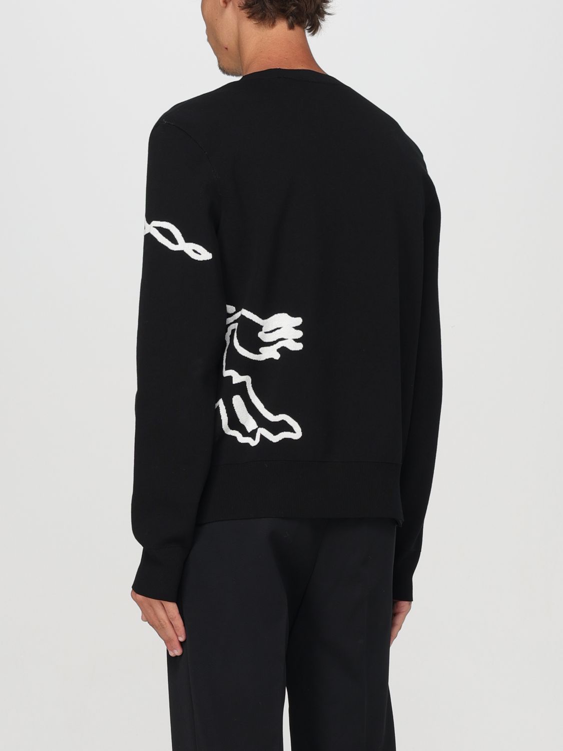EKD-embroidered cotton sweatshirt - Black