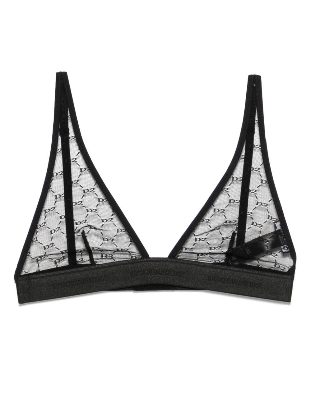 Logo-lace triangle bra - Black