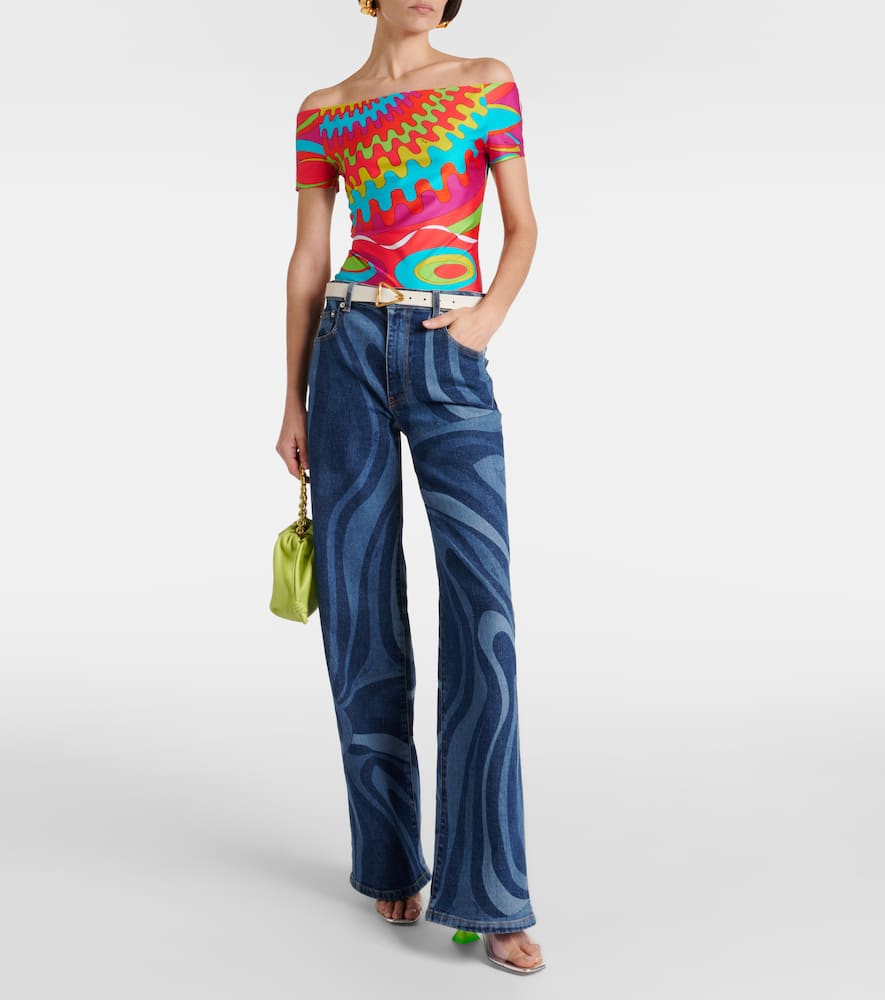 Printed off-shoulder top