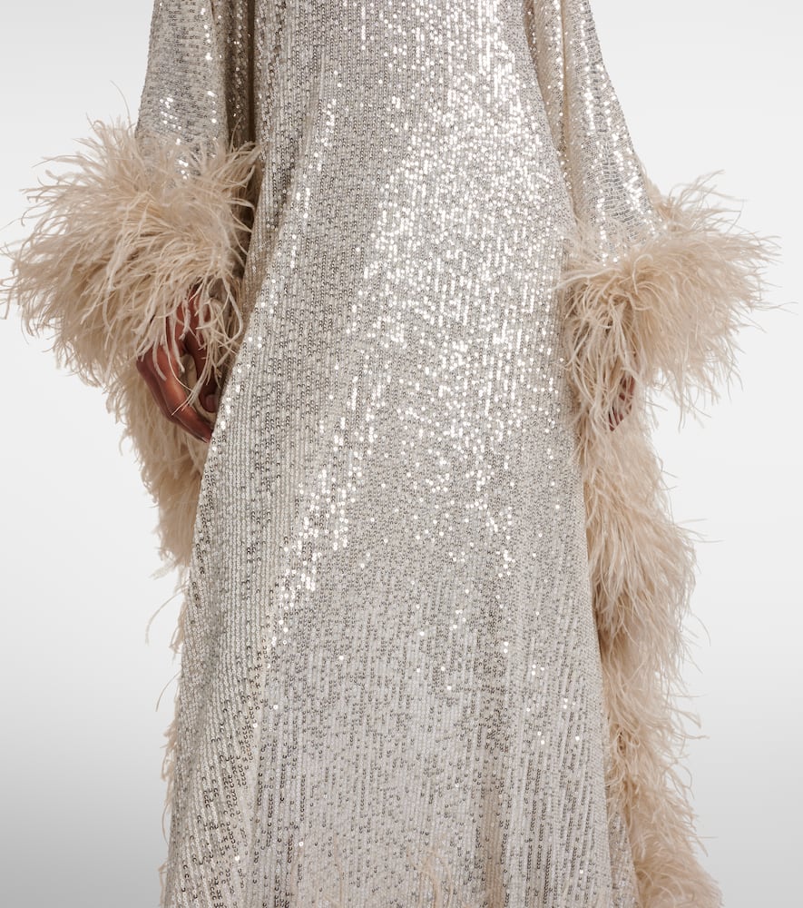 Casta Diva Disco feather-trimmed gown