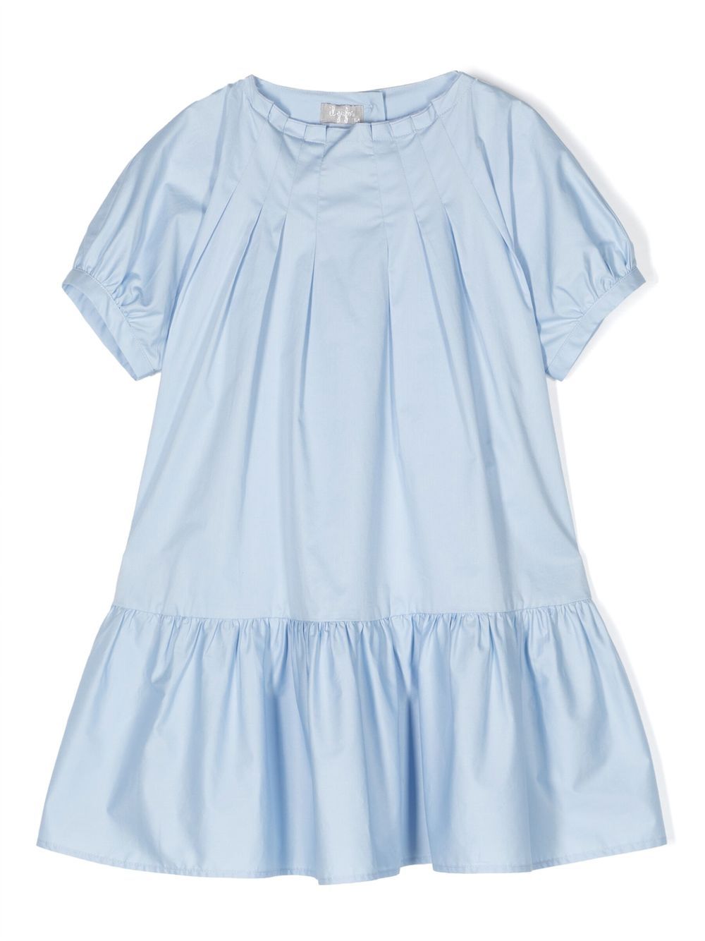 Ruffle-trim cotton dress - Blue
