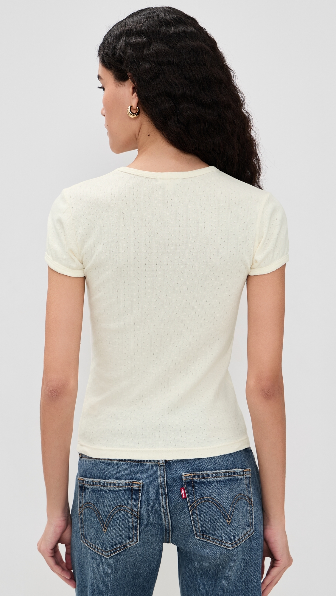 The Pointelle Baby Tee Creme