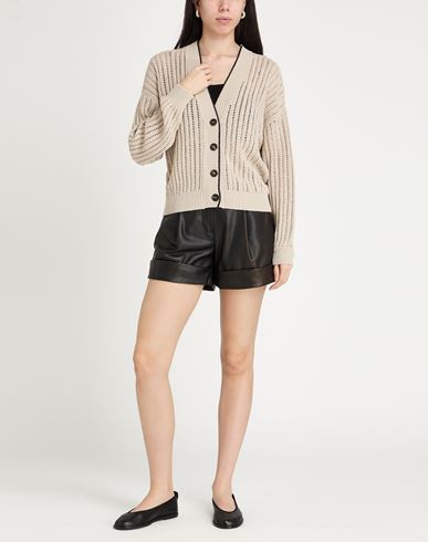 Woman Cardigan Sand Size L Cotton, Brass