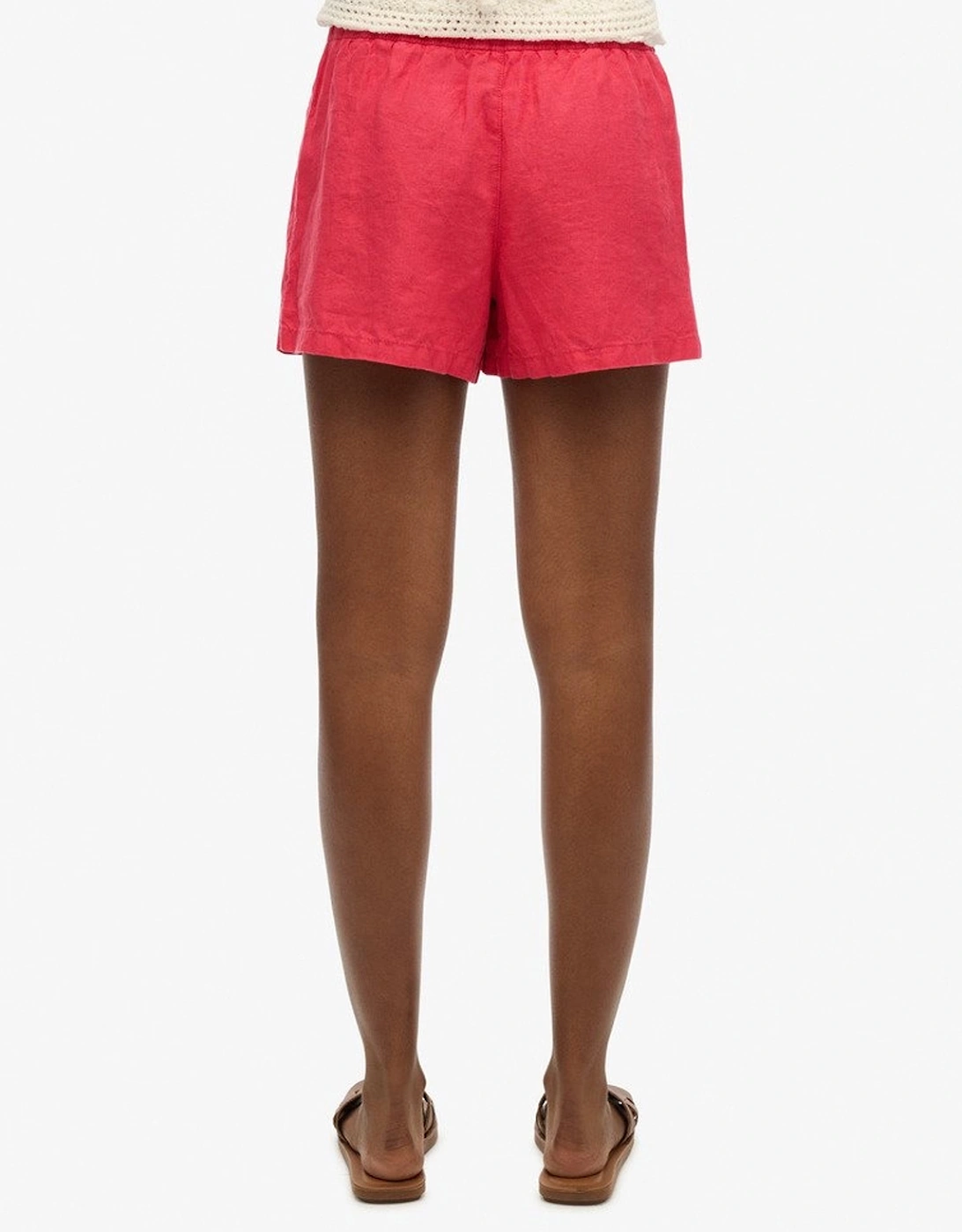 Women's Superdry Women's Linen Drawstring Short Hyper Fire Coral - Pink/Orange/Red - Size: 10/None