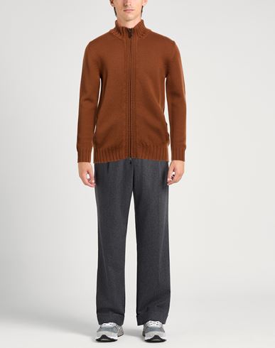 Man Cardigan Brown Size 40 Merino Wool