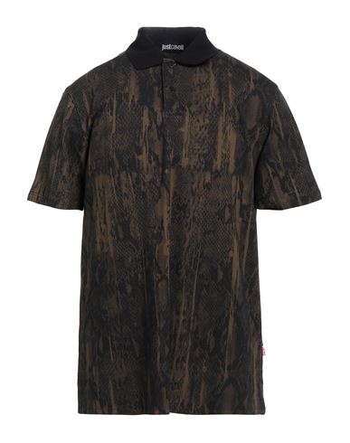 Just Cavalli Man Polo shirt Military green Size XL Cotton