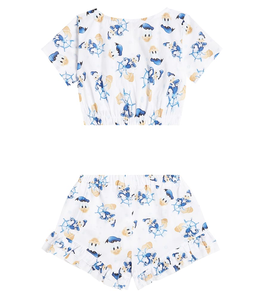 Printed cotton top and shorts set