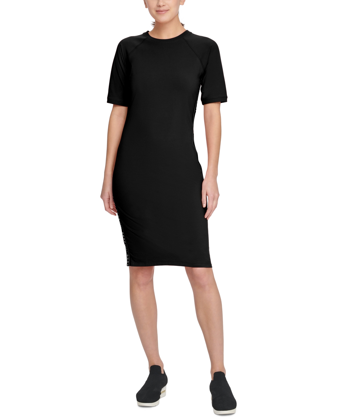Sport Logo-Stripe Midi Dress - Black