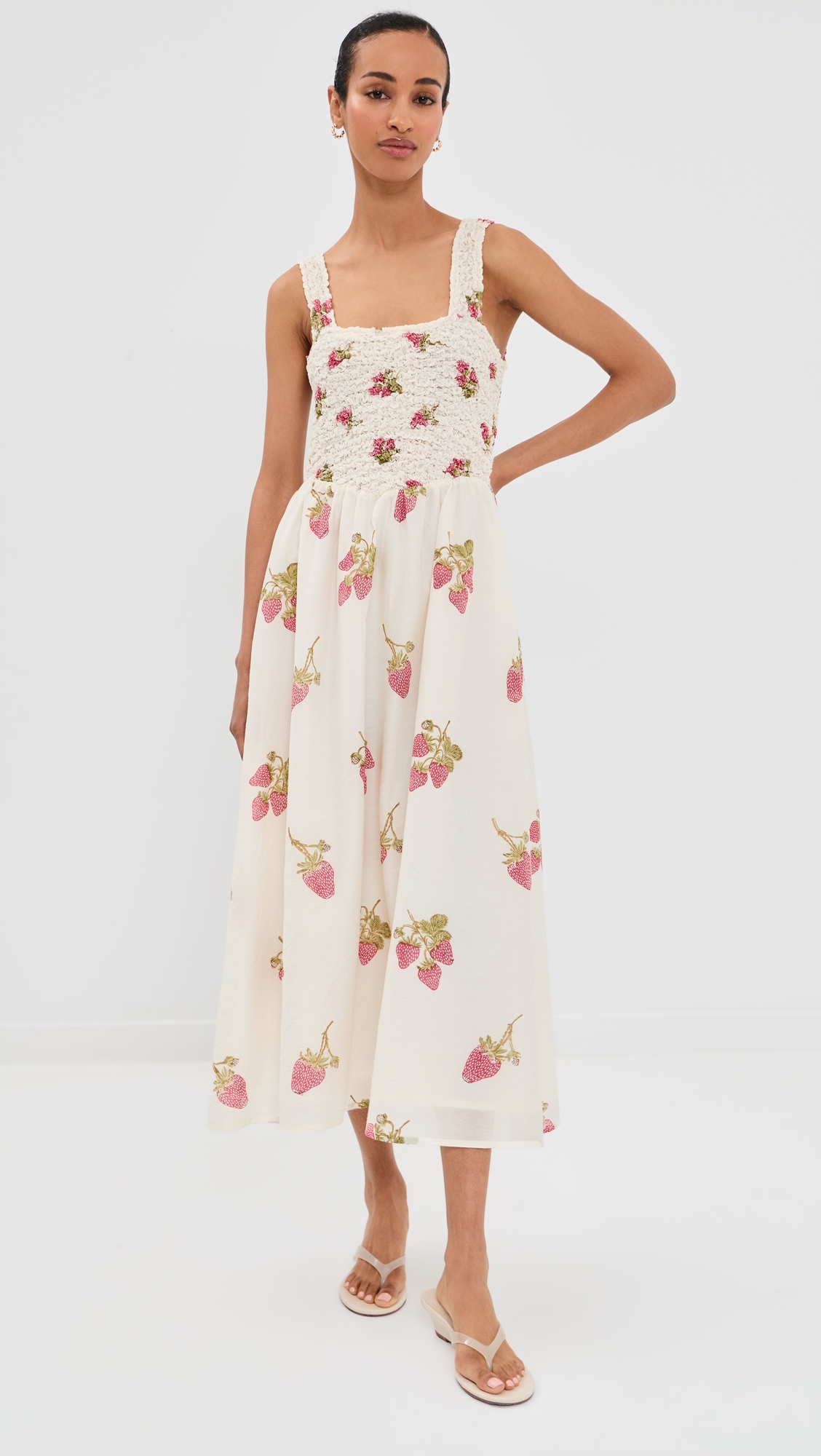 Kay Strawberry Dot Dress Off-White