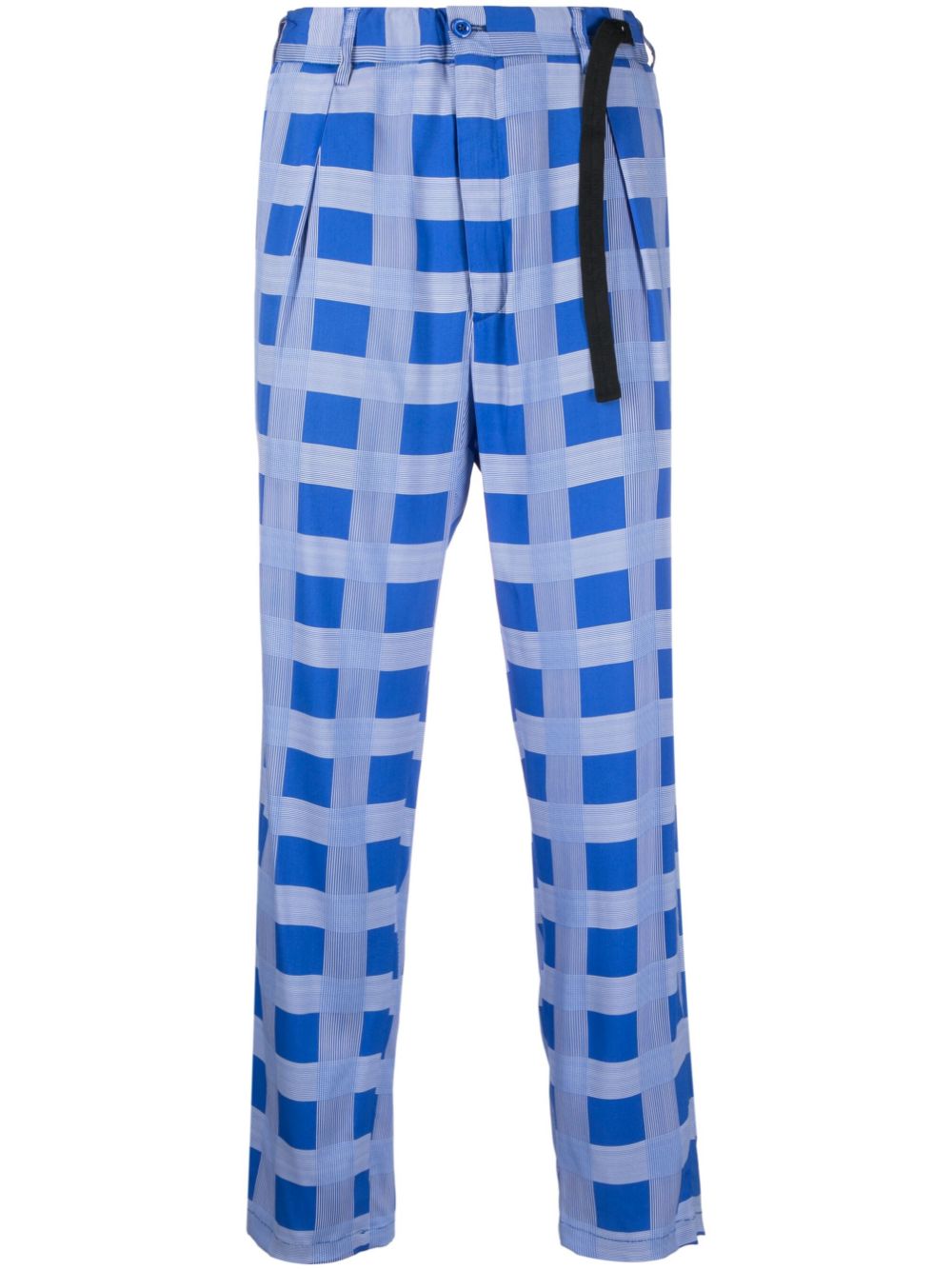 Check-print trousers - Blue