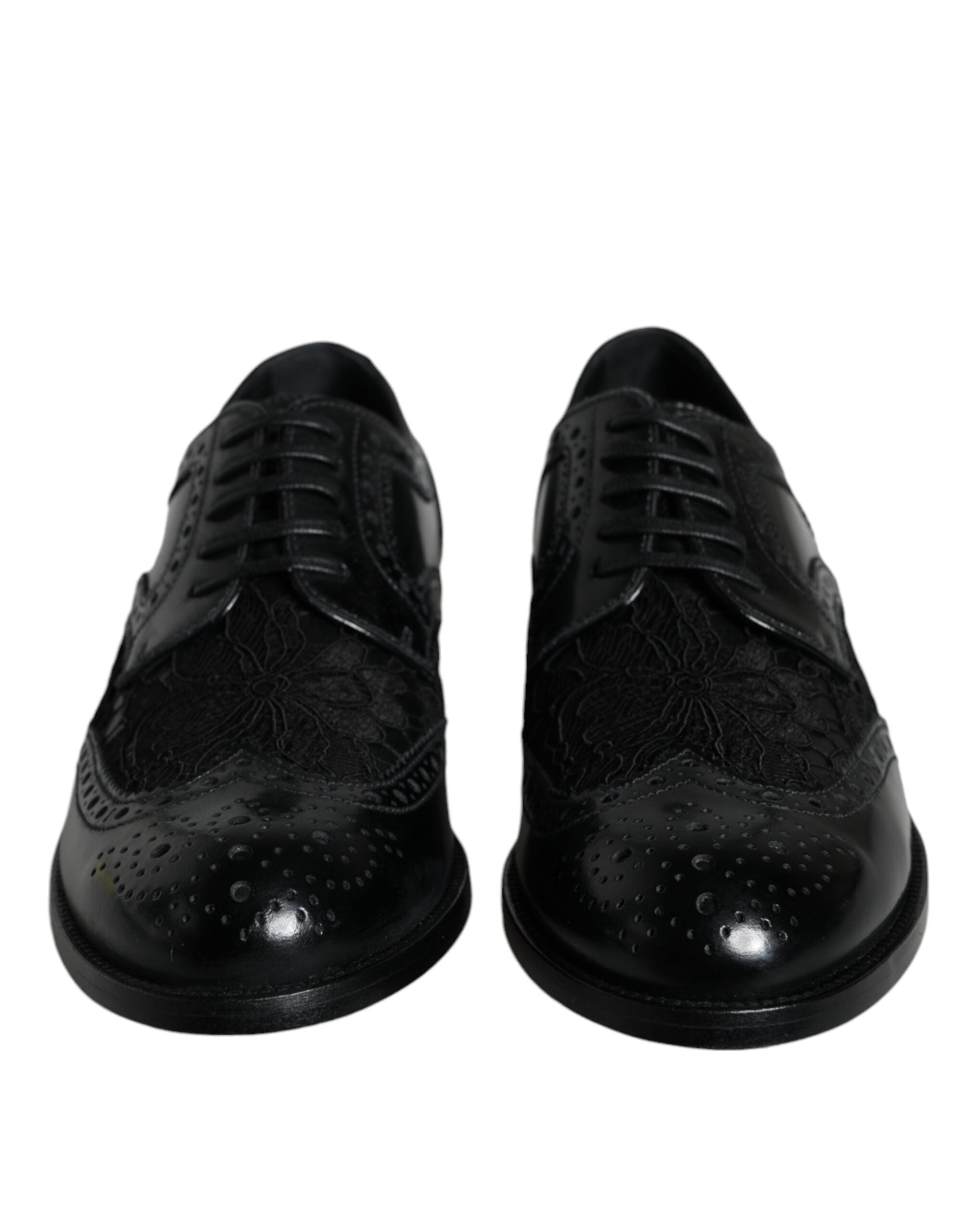 Leather and Lace Dress Shoe — Black