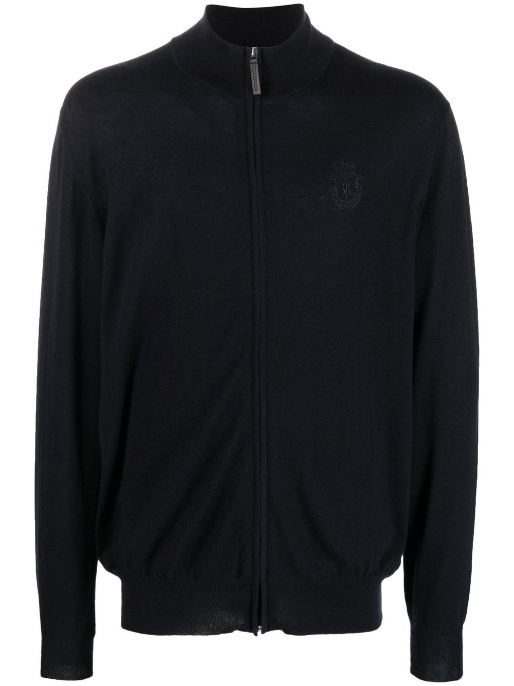 Crest cashmere-blend zip-up jumper - Blue