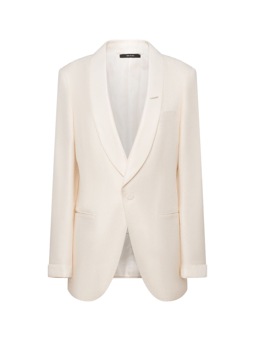 Viscose-Silk Shawl Lapel Blazer — Cream