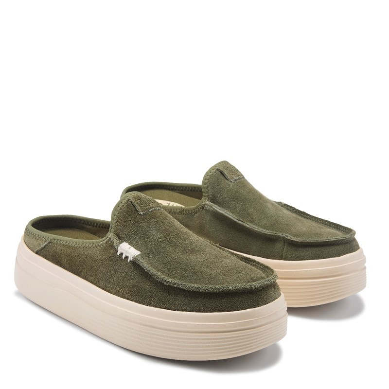 Women's Austin Lift Classic Mule Shoes (Moss Green Suede)