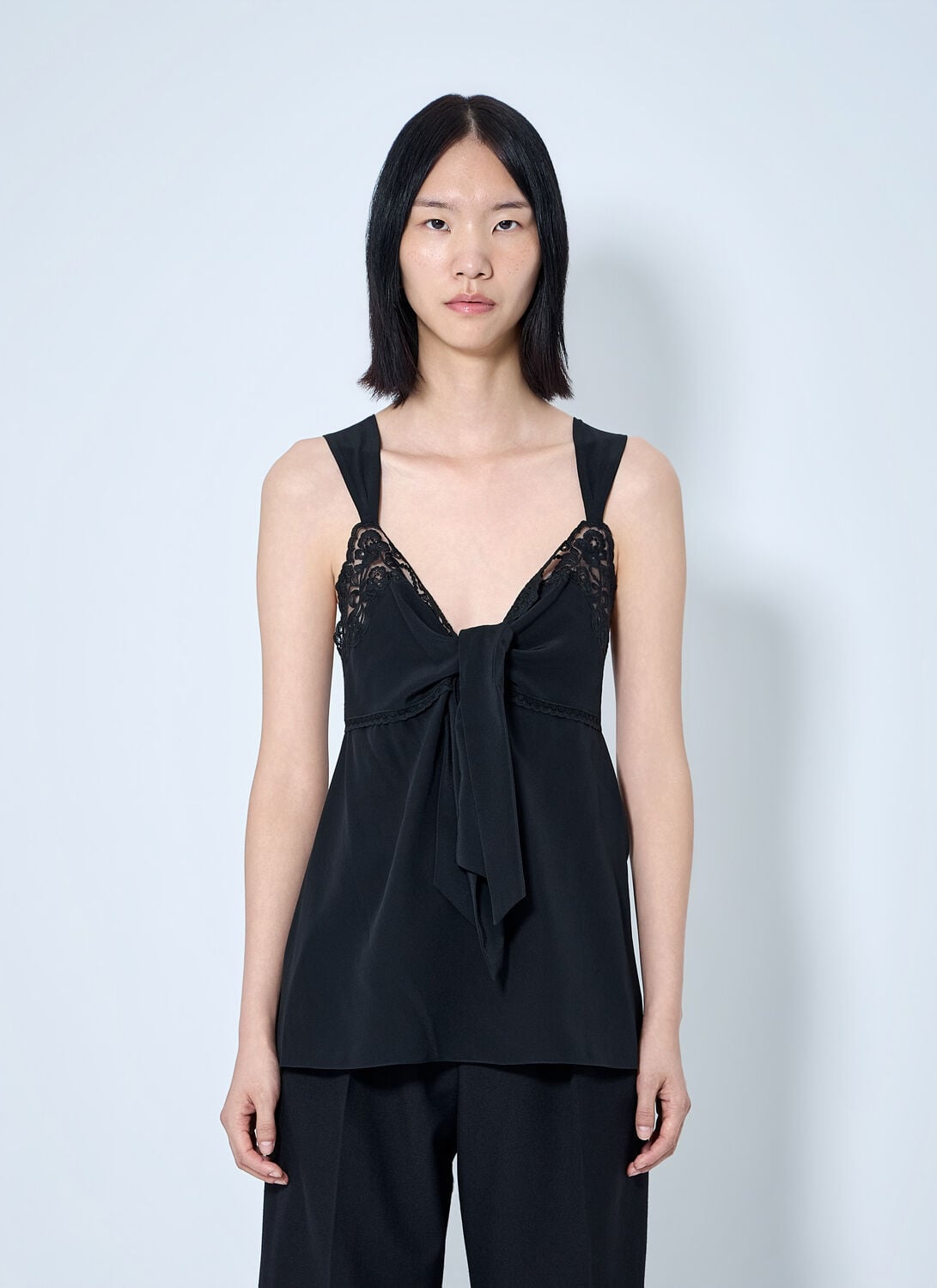 Lace-trim Silk Crêpe Camisole - Woman Tops Black Fr