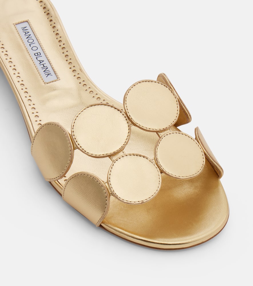 Haribalmuflat metallic leather slides