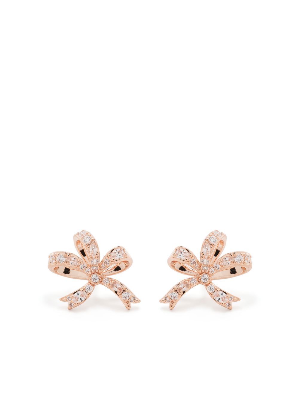 -crystal bow earrings - Gold