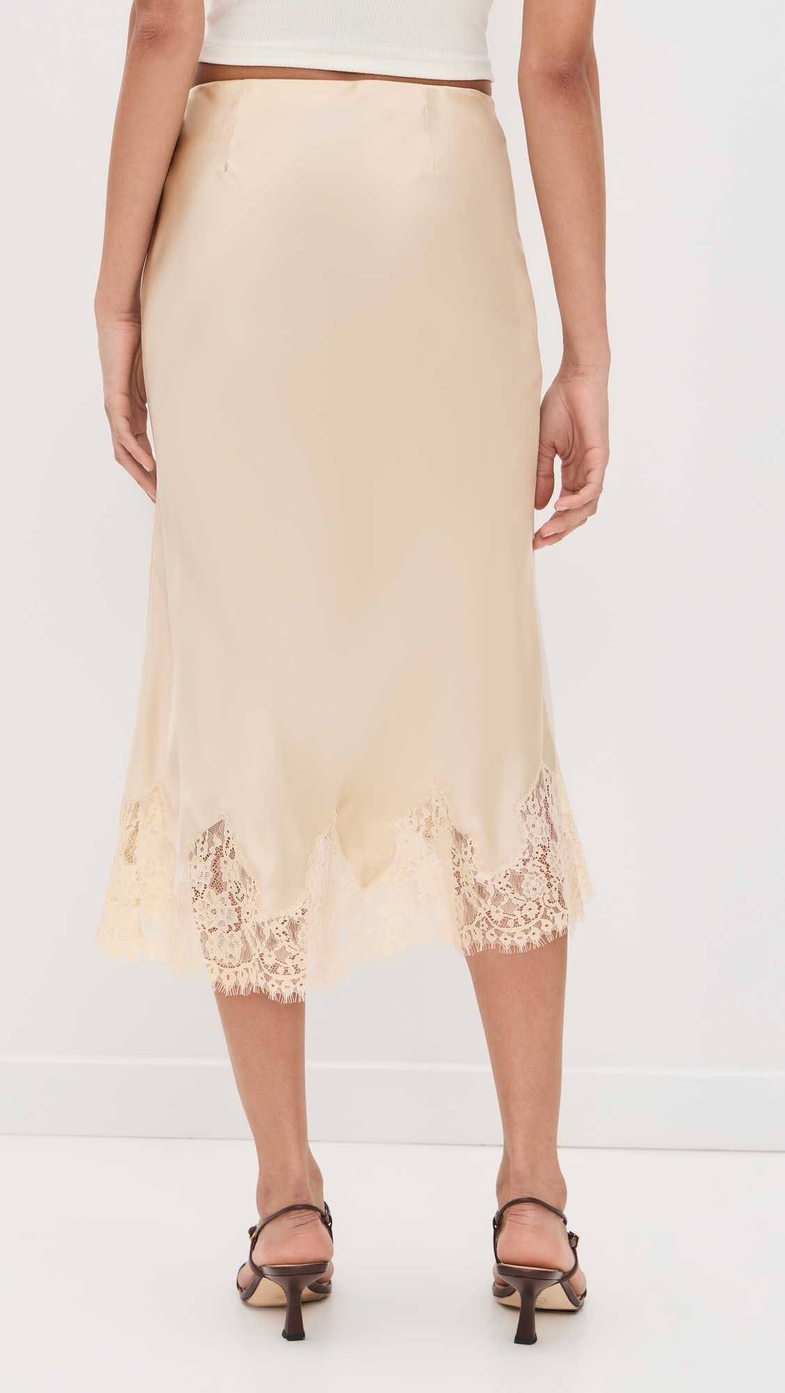 Reformation Carolina Silk Skirt Almond