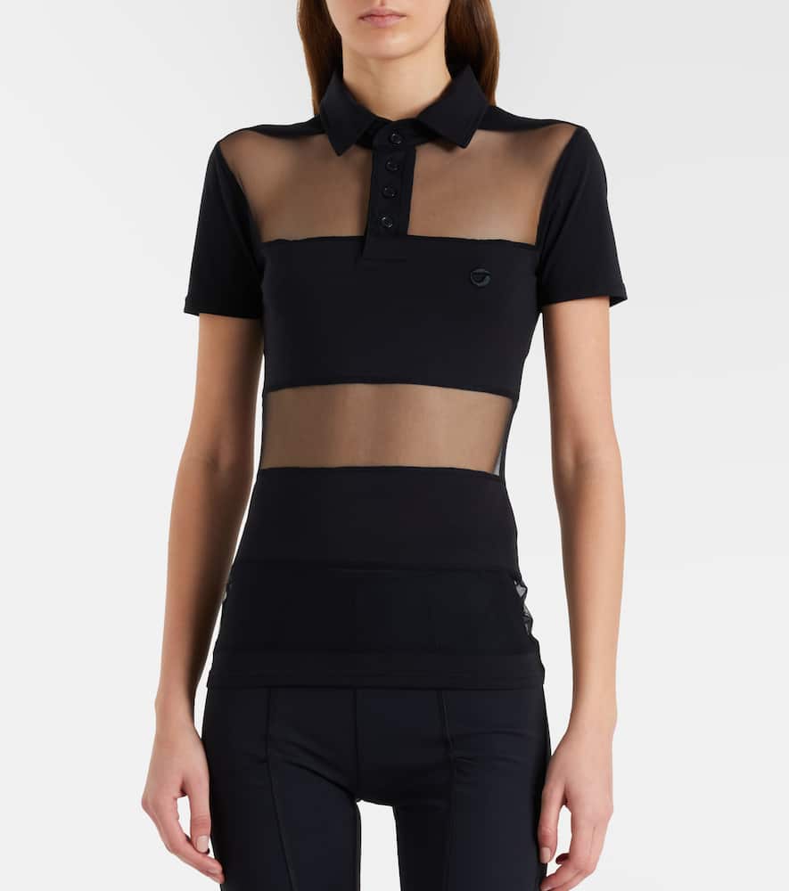 Paneled cotton-blend crop top