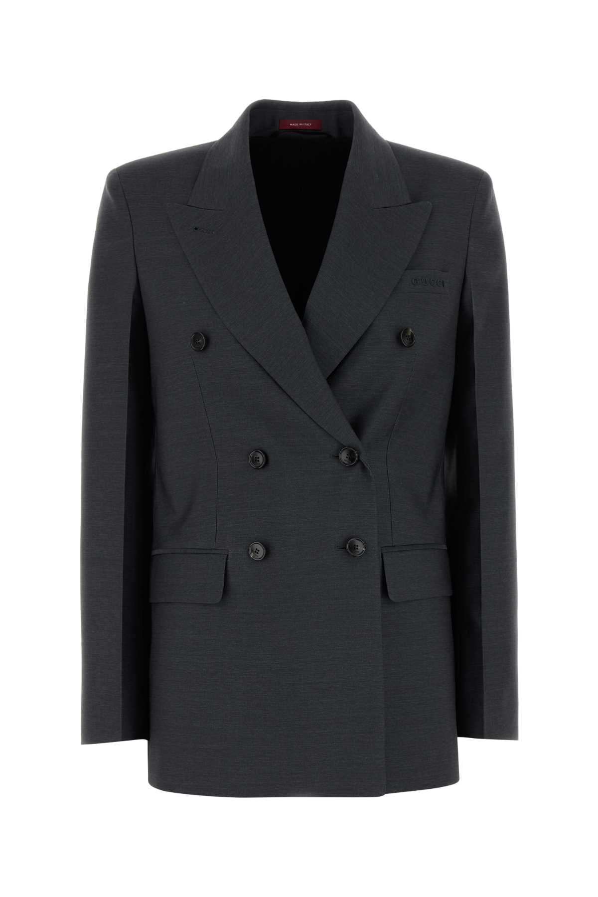 Double-Breasted Wool Blazer — Gray
