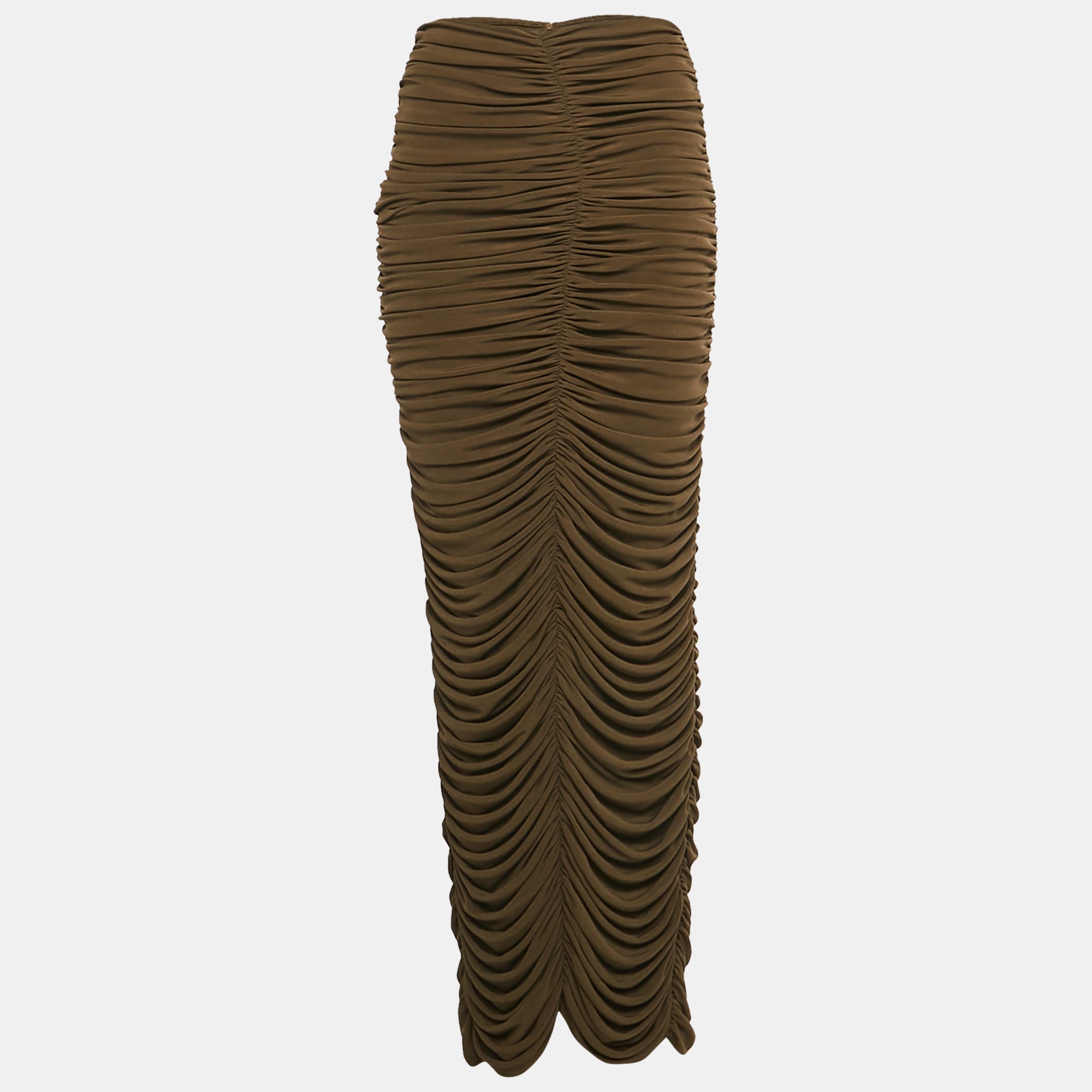 Chat's By C. dam Brown Jersey Ruche Maxi Skirt