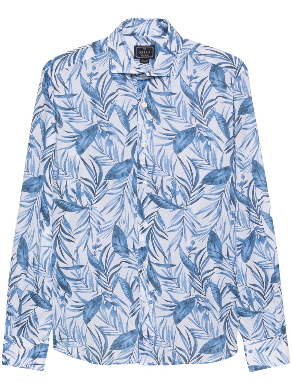 Leaf-print cotton shirt - Blue