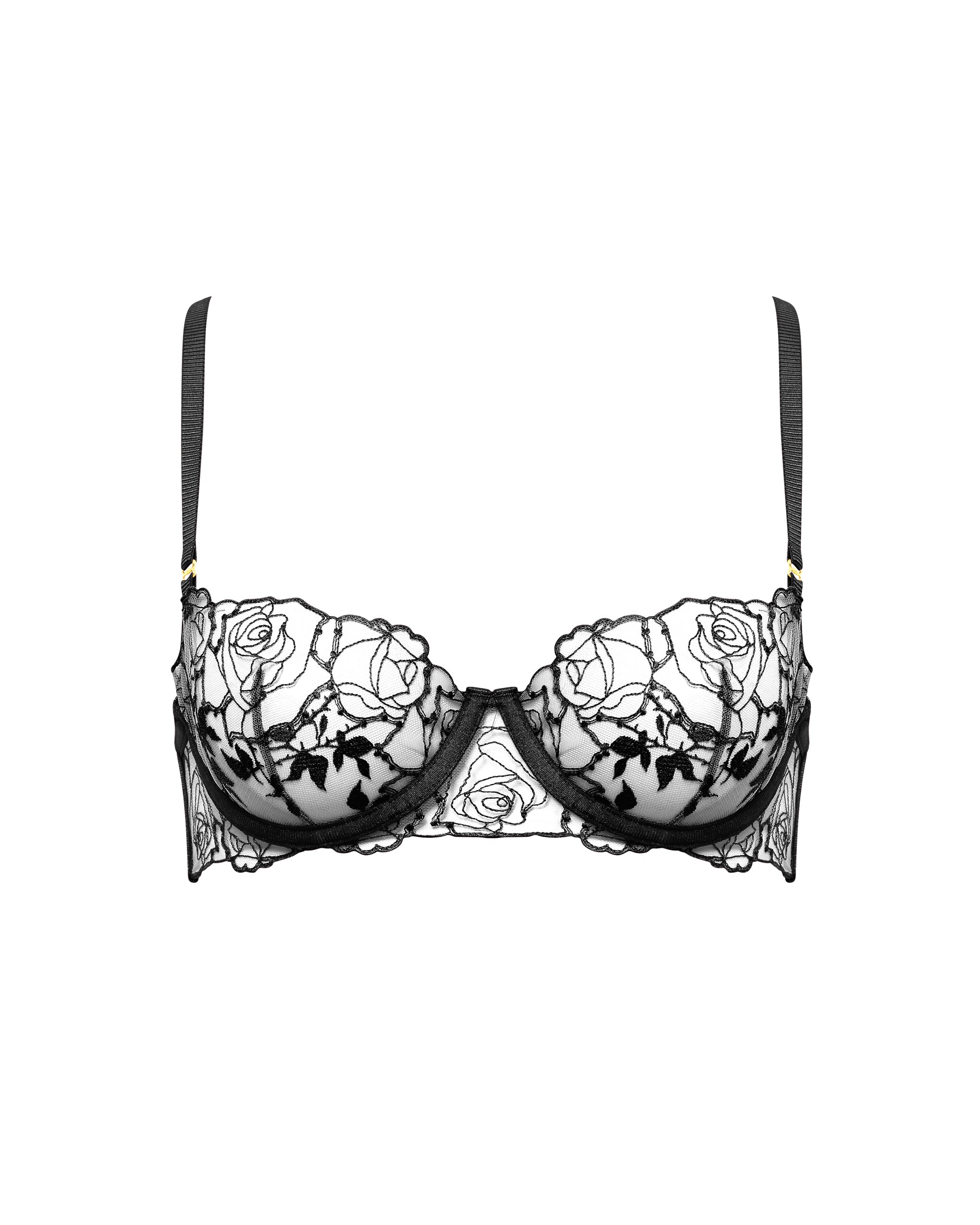 Bluebella Rosalie Embroidered Balcony Bra Black