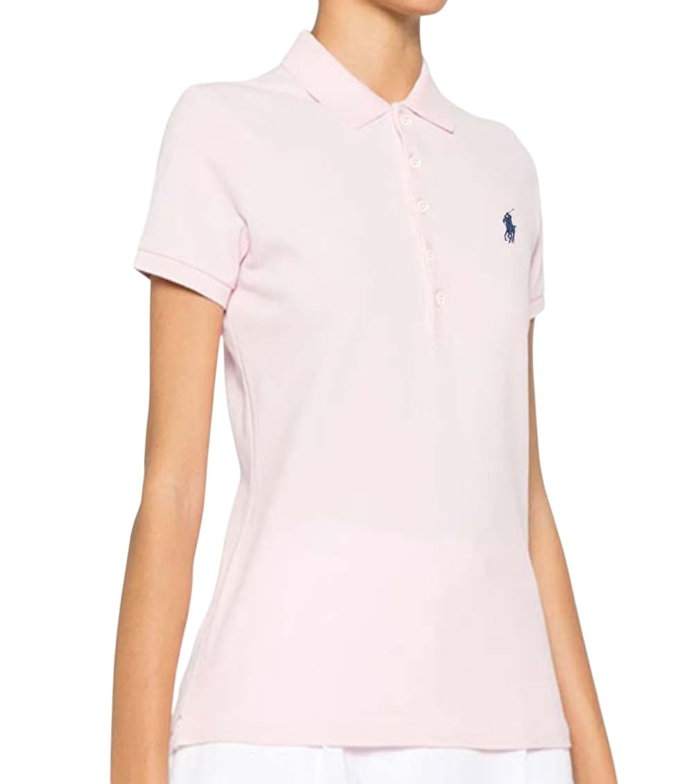 Pink Solid Shirt Collar Polo
