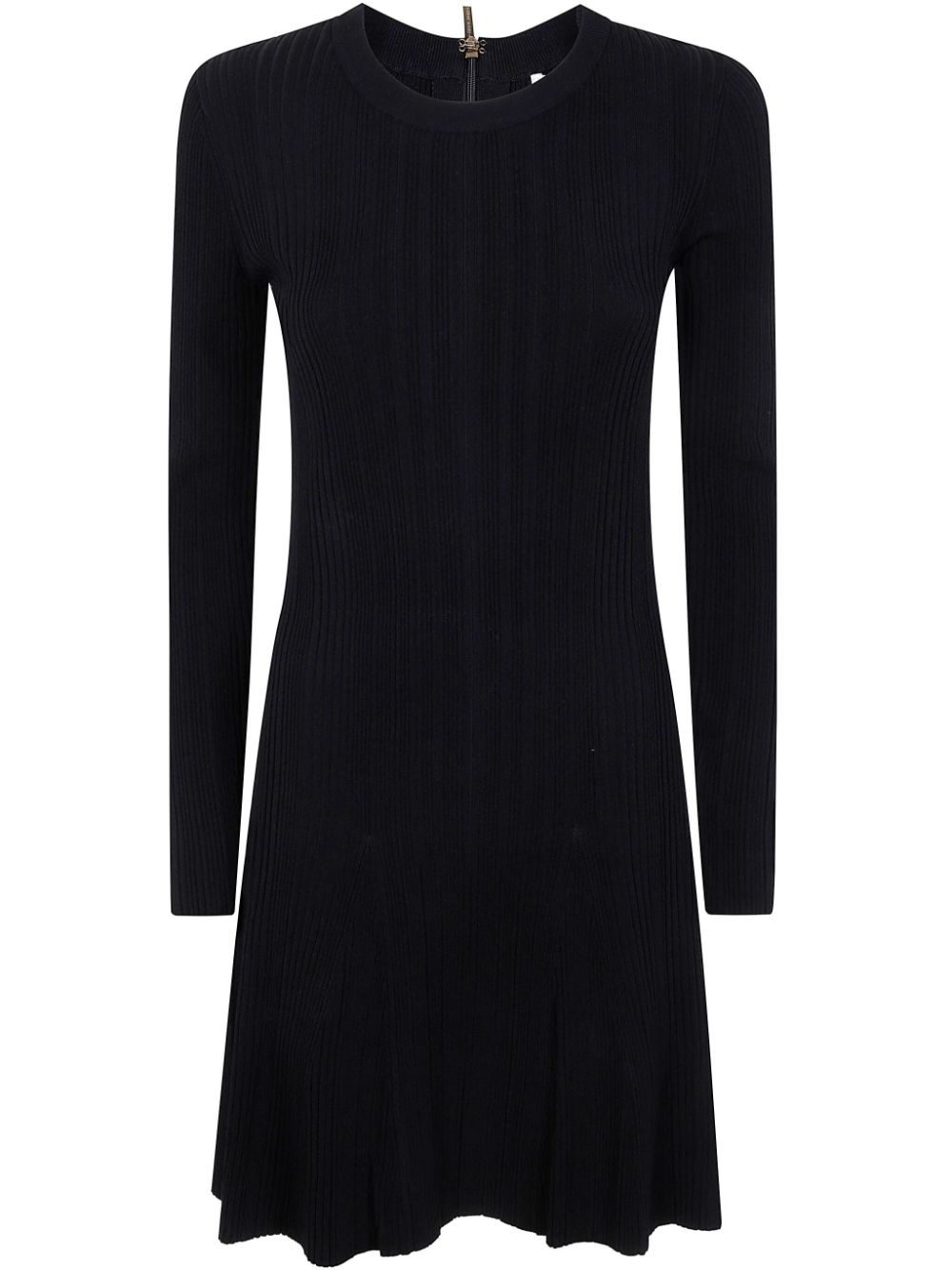 Fine-ribbed mini dress - Black