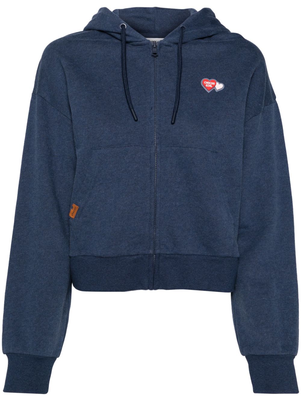 Heart appliqué cropped hoodie - Blue