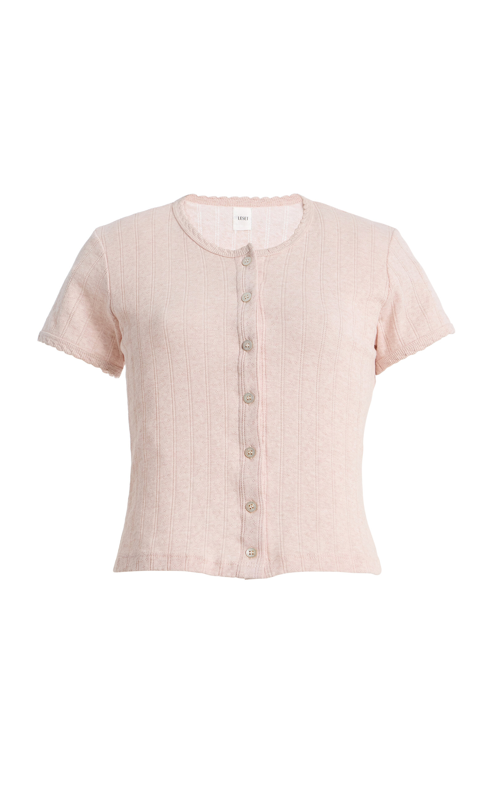 Pointelle-Knit Cotton Short-Sleeve Cardigan - Moda Operandi