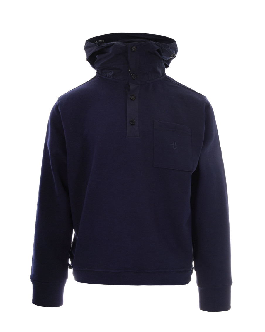 Navy Blue Logo Hood Sweatshirt