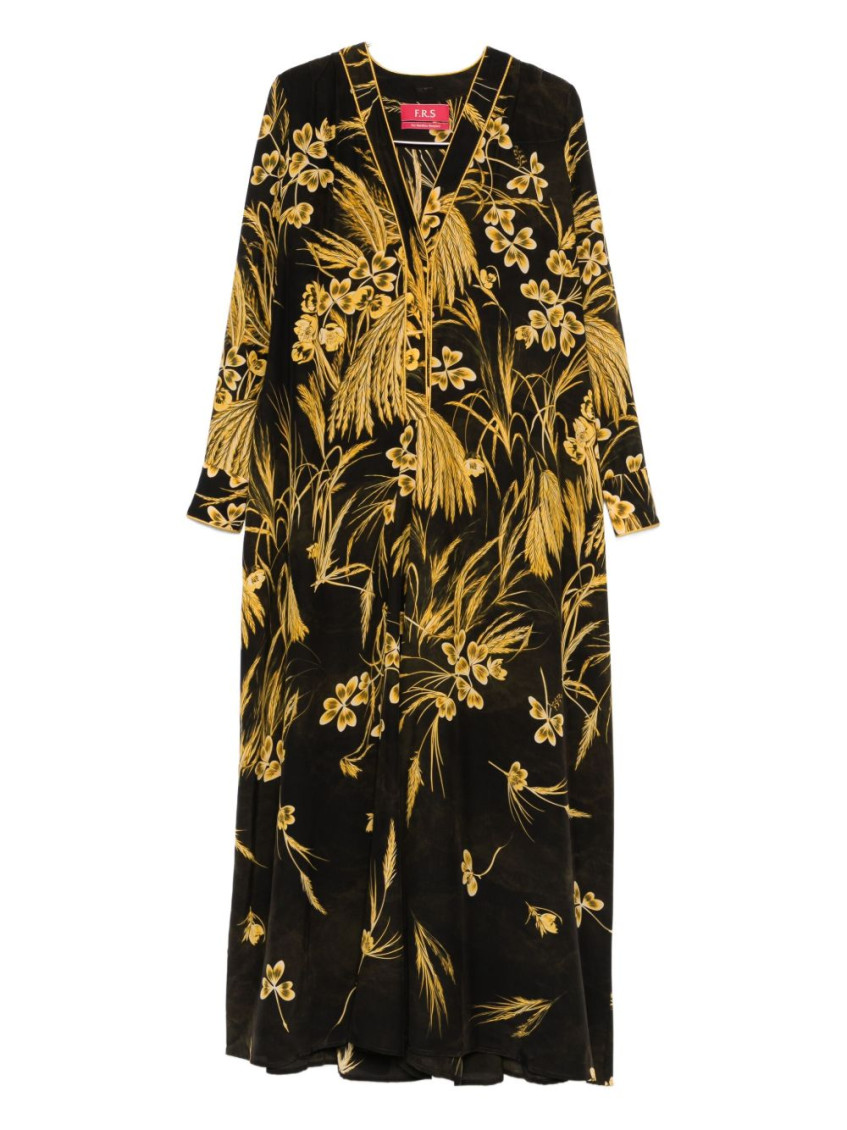 Brown Floral-print Maxi Dress