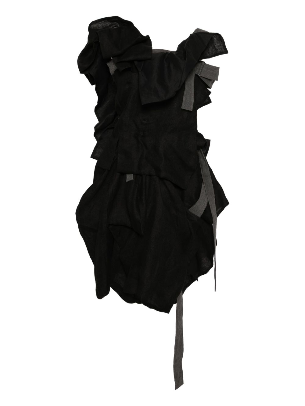 Linen draped dress - Black
