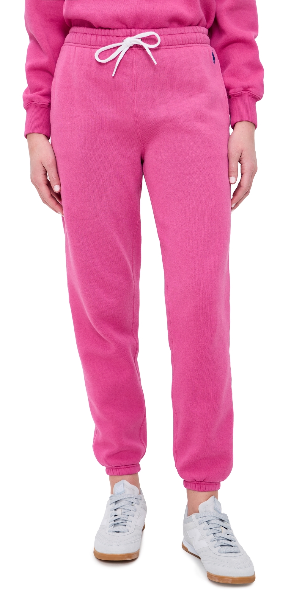 Arctic Fleece Knit Ankle Jogger Pants Accent Pink