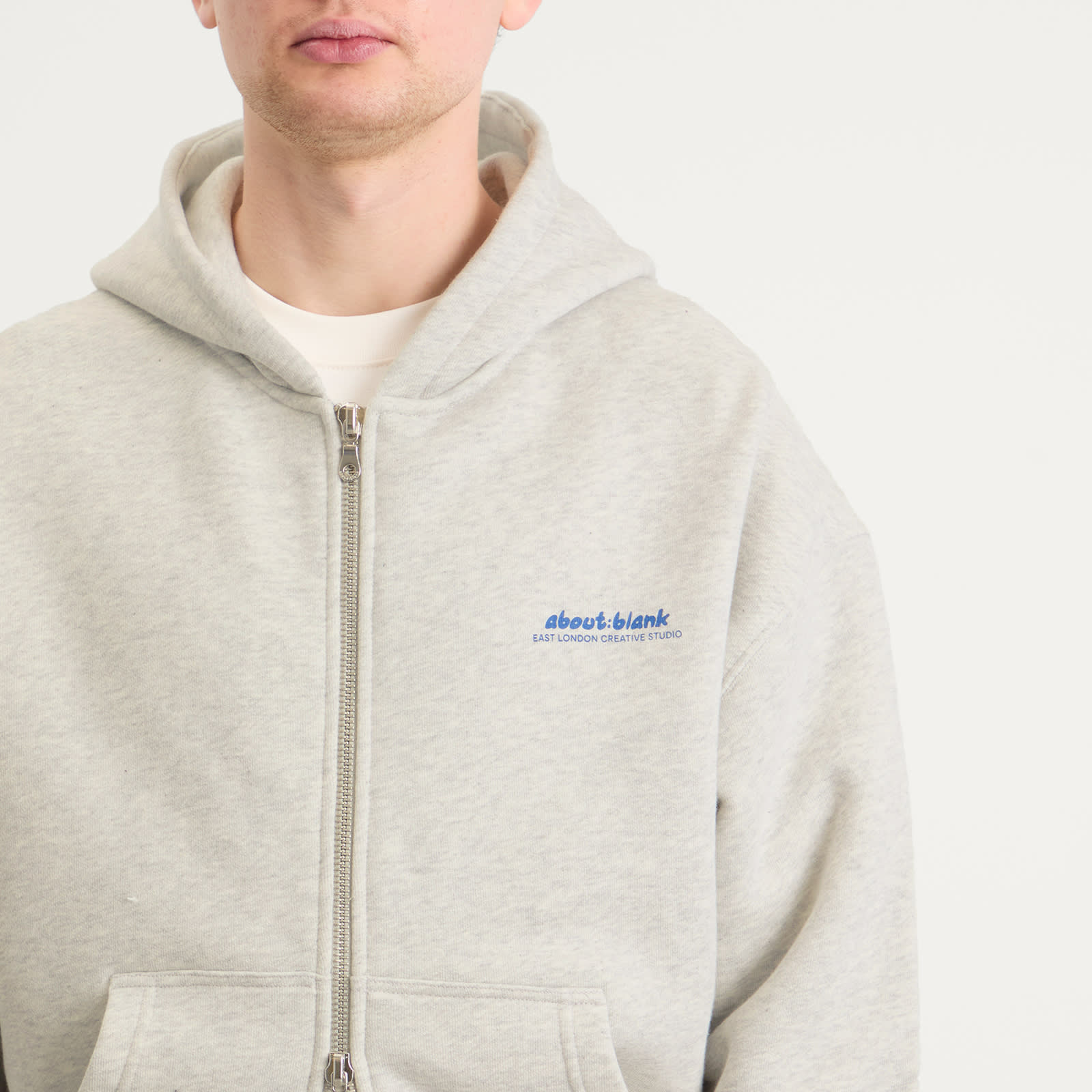 Men's Presented by END. Zev Zip Hoodie Grey Marl/Estate Blue