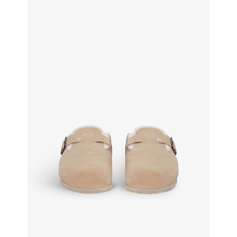 Womens Neutral Slip-on Suede Mule Slippers