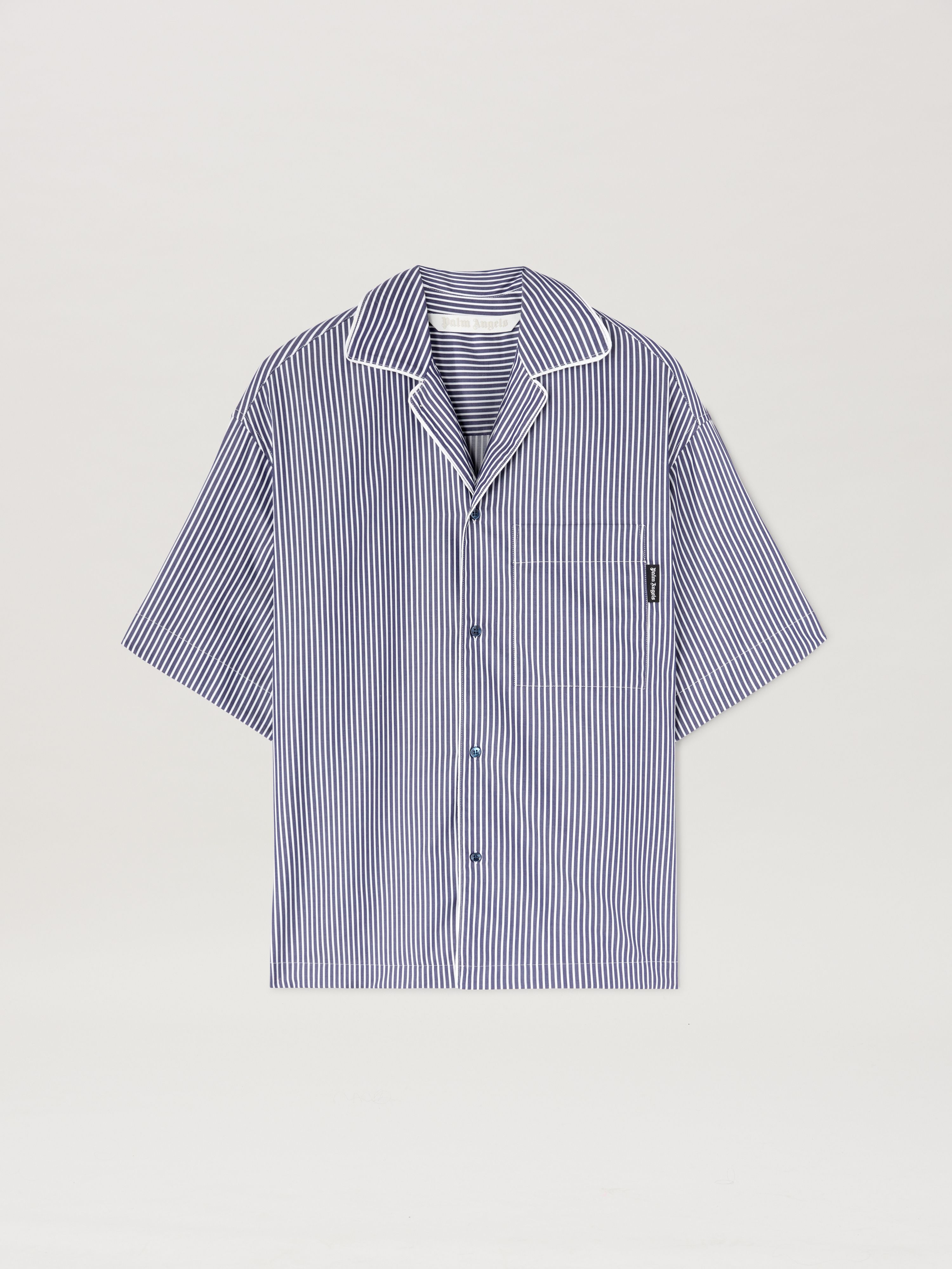 Curved Logo Striped Shirt Navy Blue - Of Woman  Navy Blue