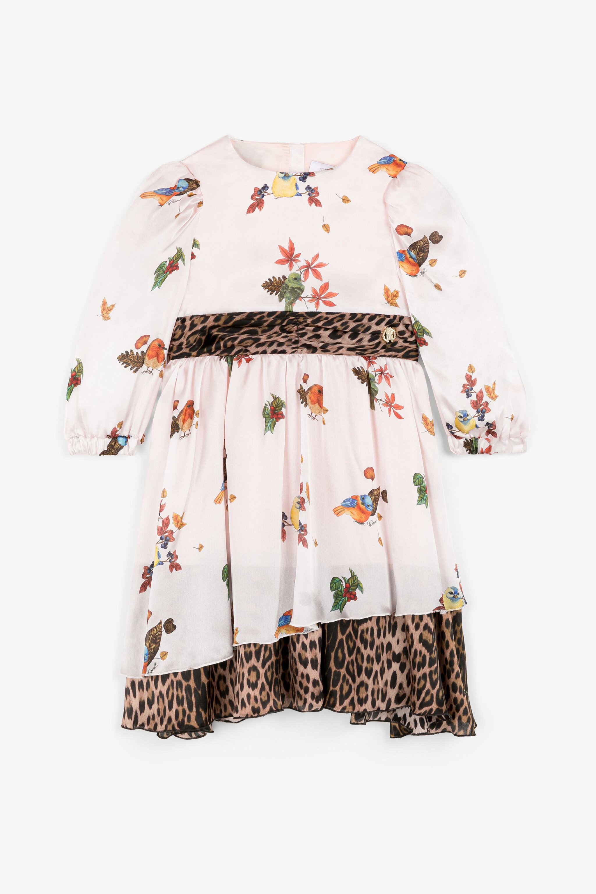Bird And Leopard-print Silk Dress - Female Girls (4