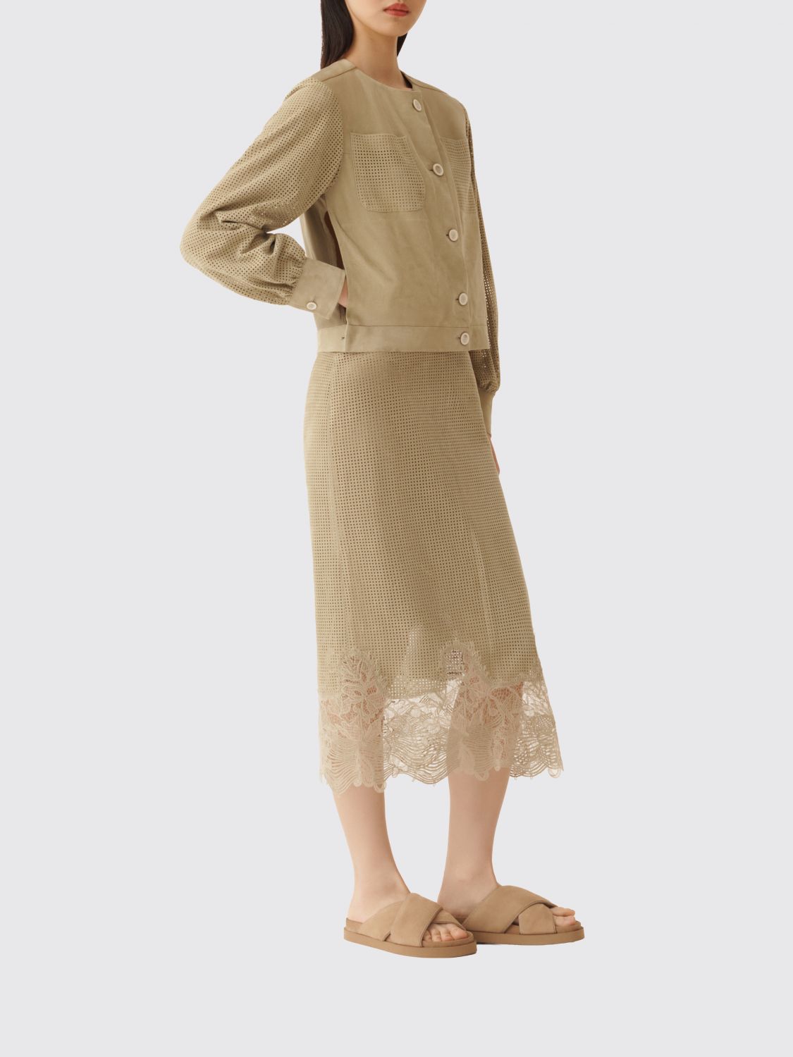 Fur Coat Woman color Kaki