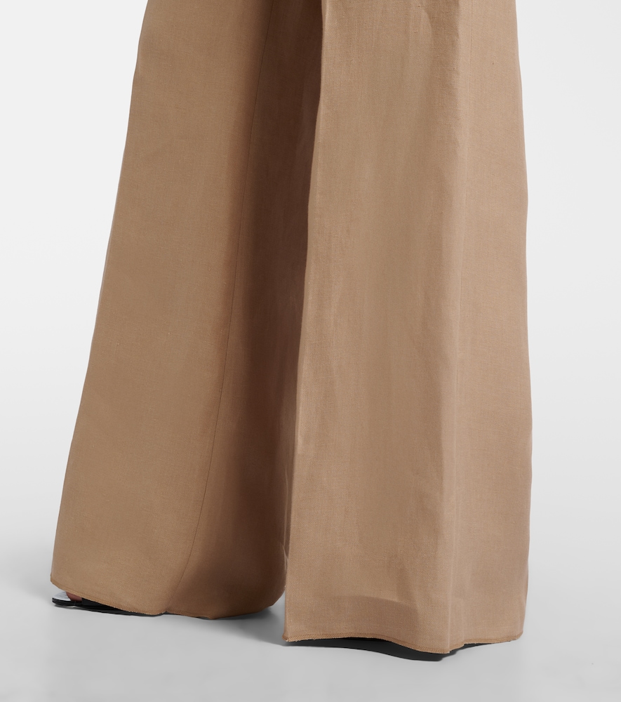 Big pleated linen wide-leg pants