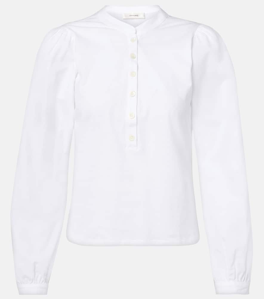 Puff-sleeve cotton blouse