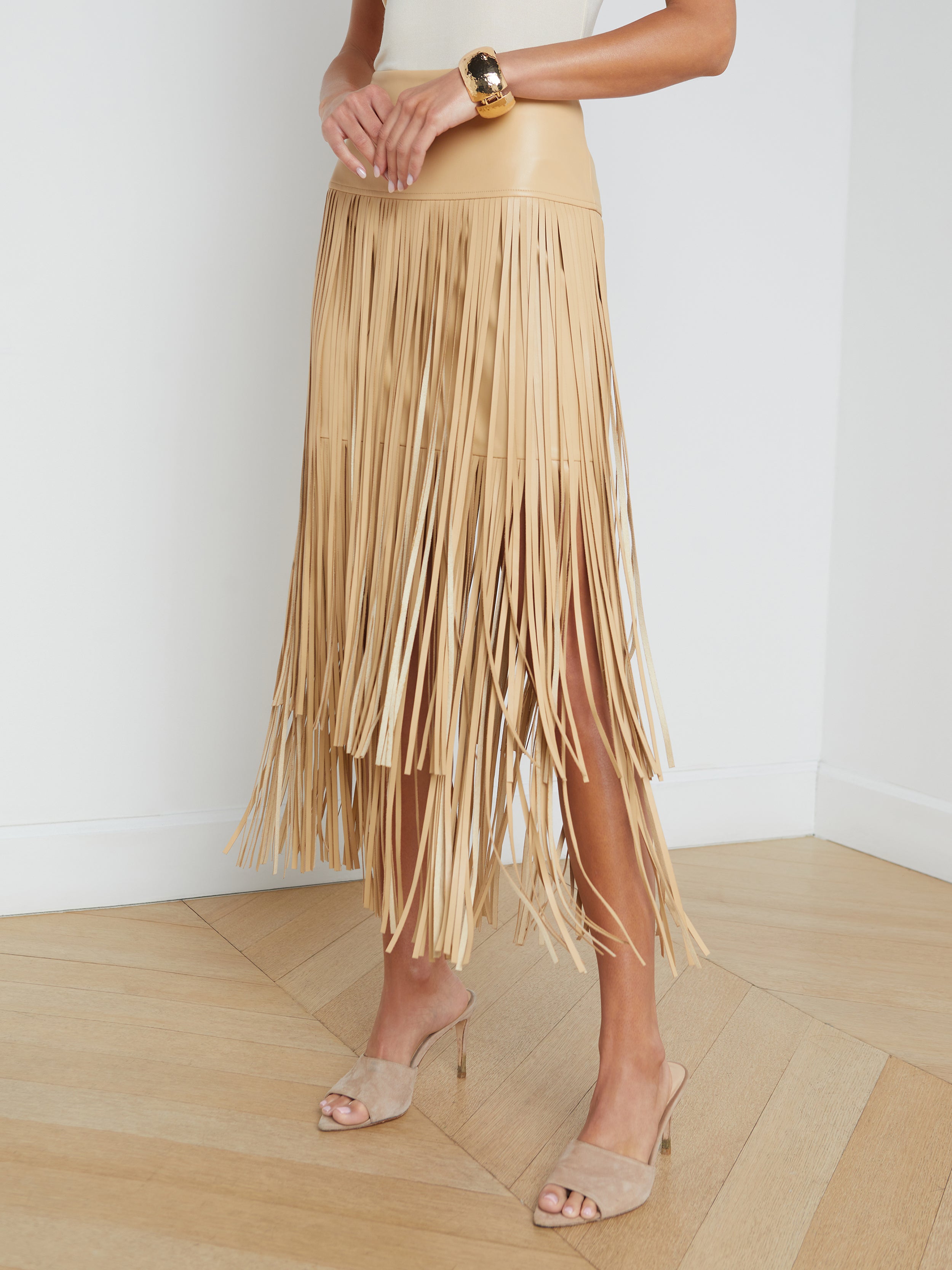Karolina Fringe Skirt In Croissant