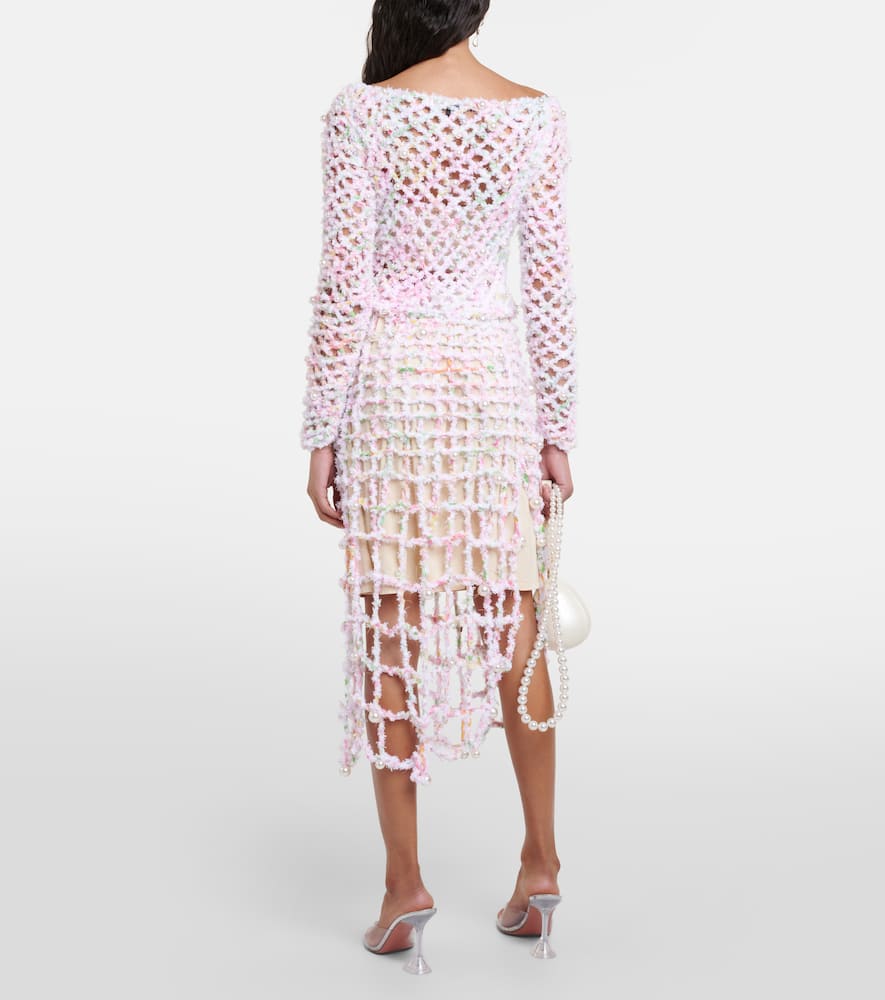 Susan Fang Beaded off-shoulder crochet top