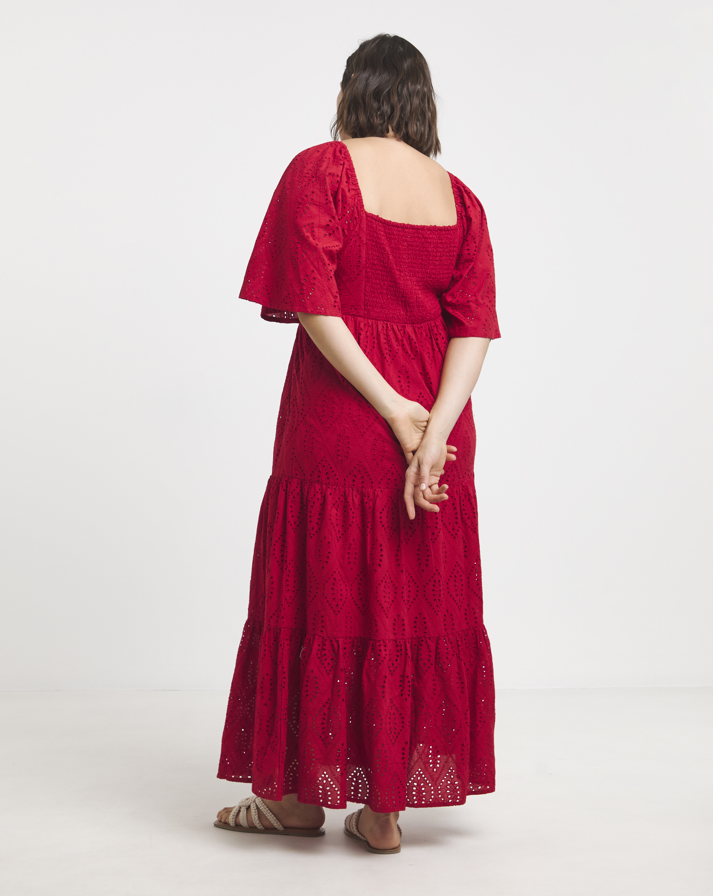 Simply Be Red Broderie Tiered Maxi Dre