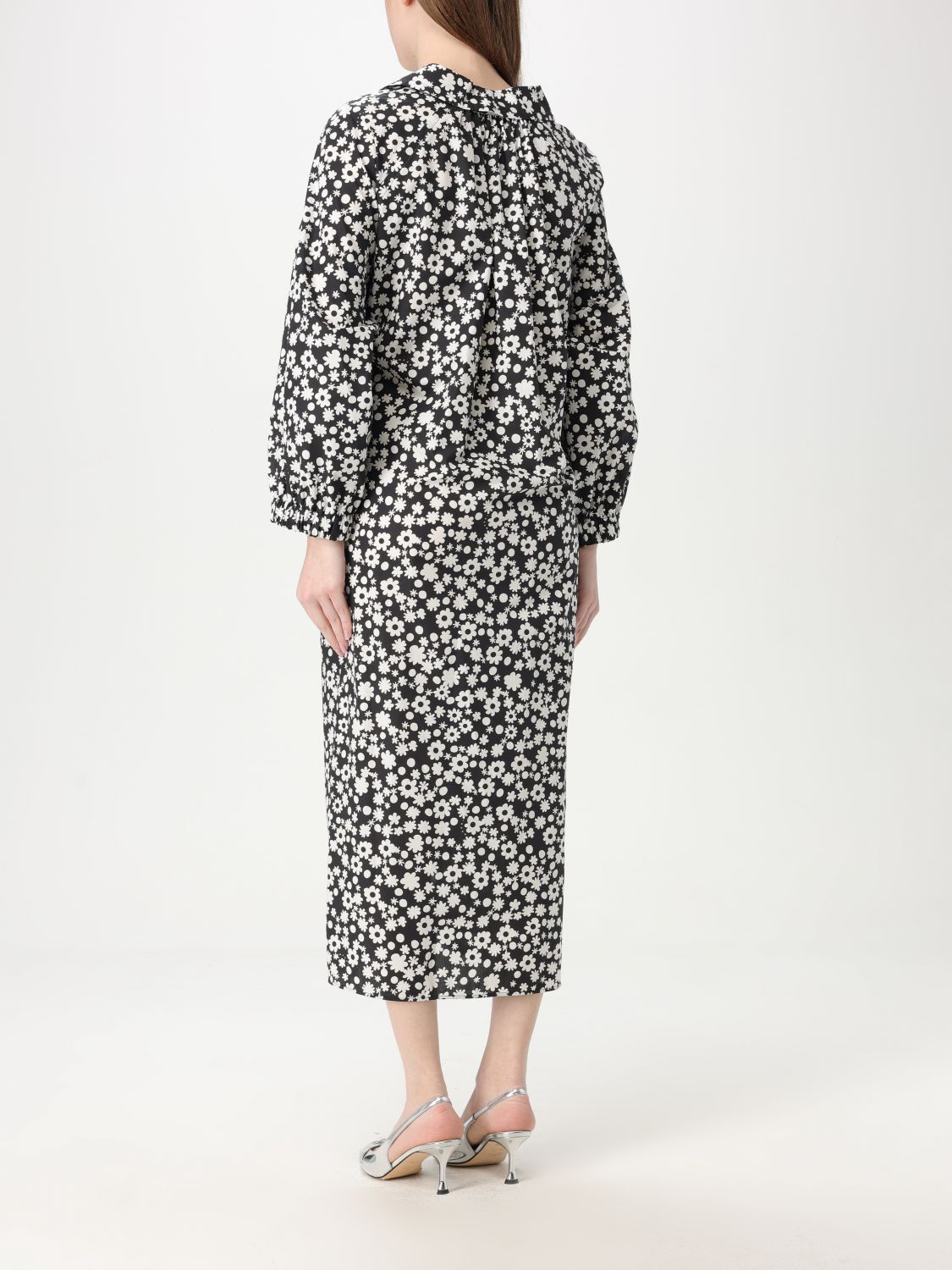 Floral-print midi dress - Black
