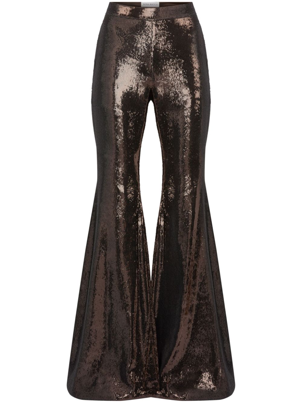 Sequin-embellished flared trousers - Brown