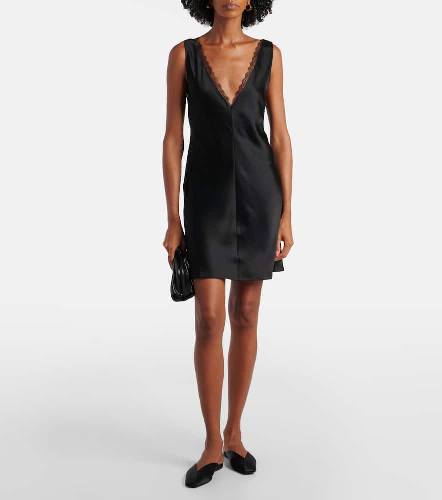 Barb lace-trimmed satin minidress